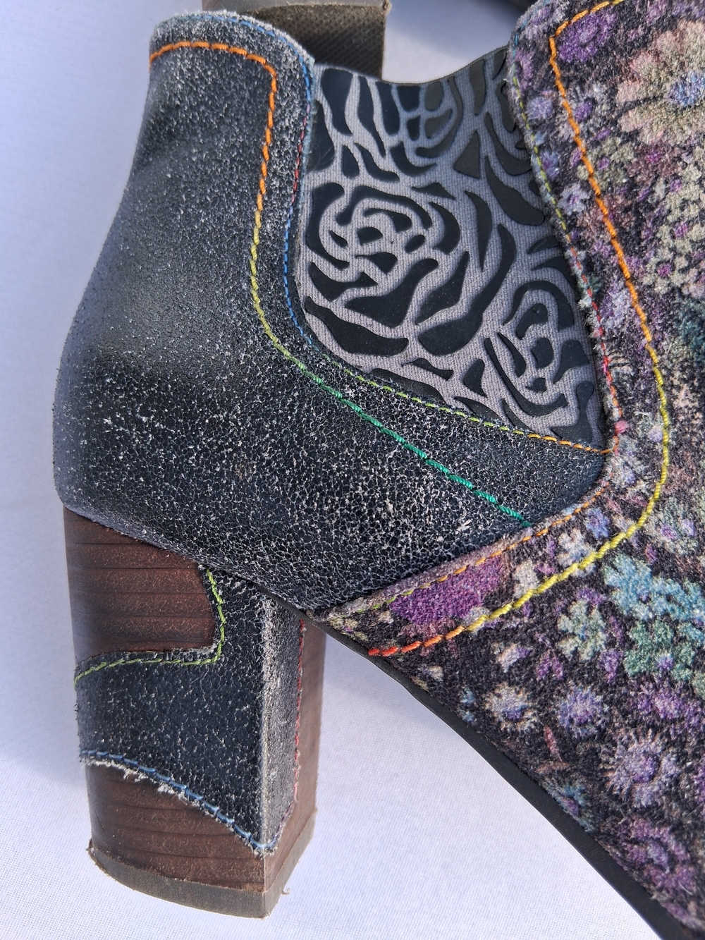 L'Artiste by Spring Step Melvina Leather Multi Floral Ankle Boots Size 39 - Picture 5 of 11